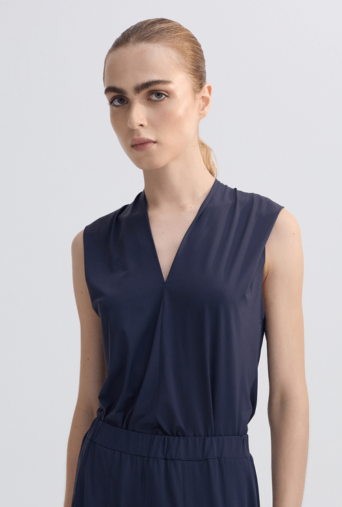 Regata Ling com Decote V Azul Noite