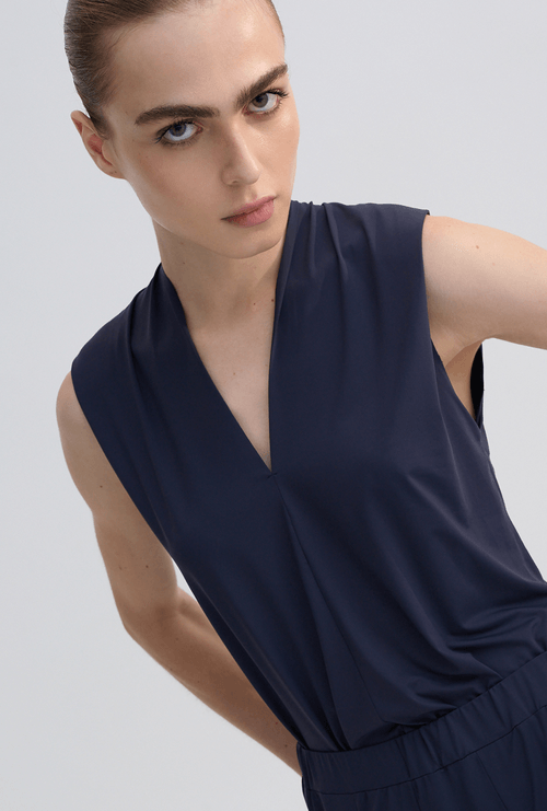 Regata Ling com Decote V Azul Noite