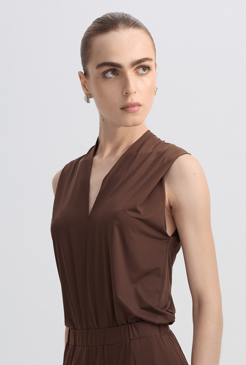 Regata Ling com Decote V Café