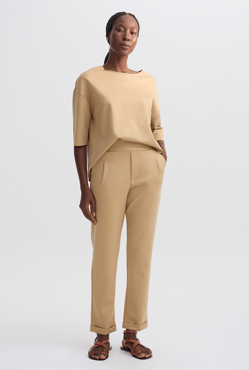 Calça Navarro Alfaiataria Malha Lyocell Bege