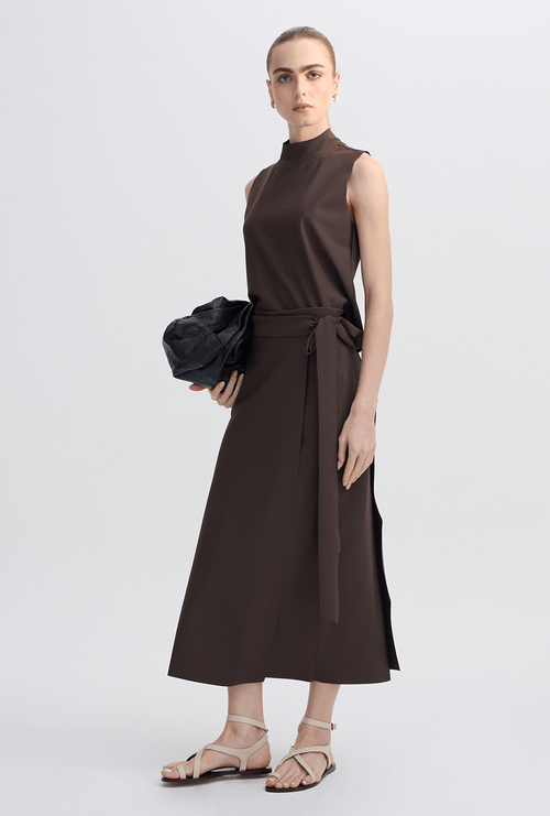 Saia Midi Abecacia  Marrom Escuro