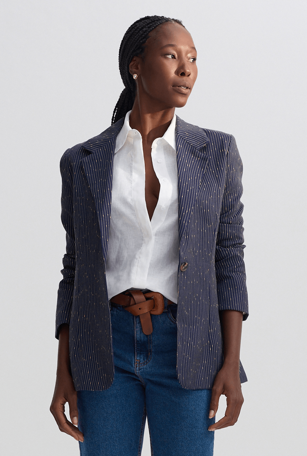 Blazer Alfaiataria Feminino Risca de Giz Elegante - MyBasic