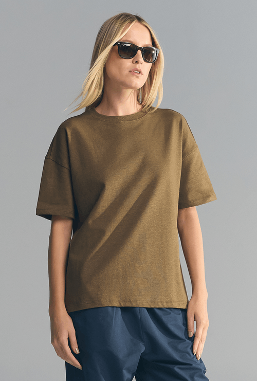 T-Shirt Oversized Gola Careca Lemnos Verde Musgo