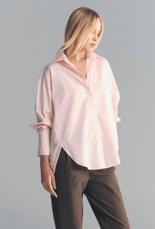Camisa Eliria Ampla em Algodão Egípcio Rosa Quartzo
