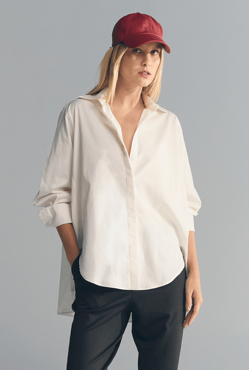 Camisa Eliria Ampla em Algodão Egípcio Off White