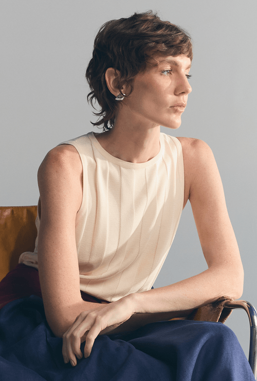 Regata Lerne Listra em Tricot Off White