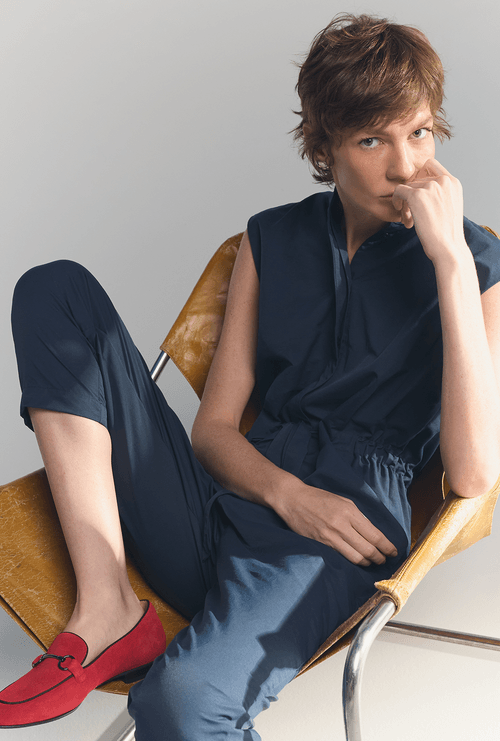 Macacão Fiji Cintura Ajustável Gola Padre Marinho