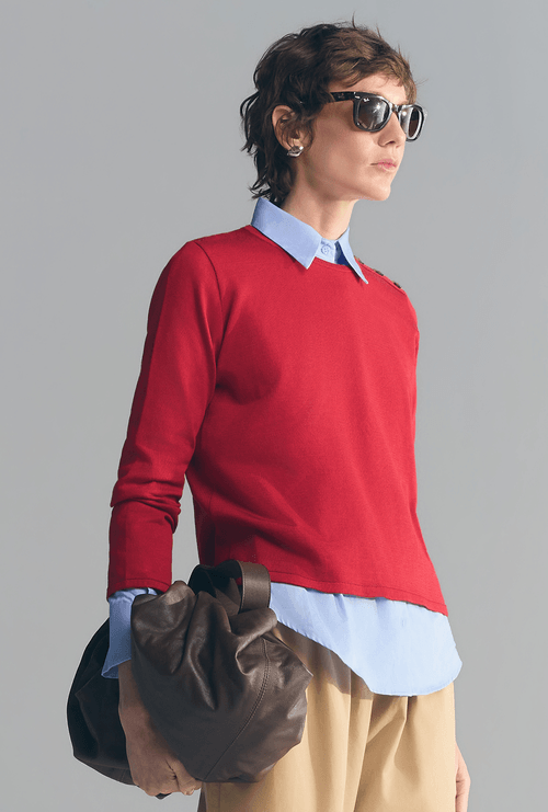 Blusa Belts em Tricot Vermelho