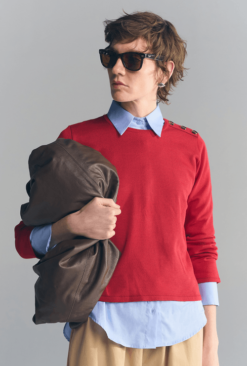 Blusa Belts em Tricot Vermelho