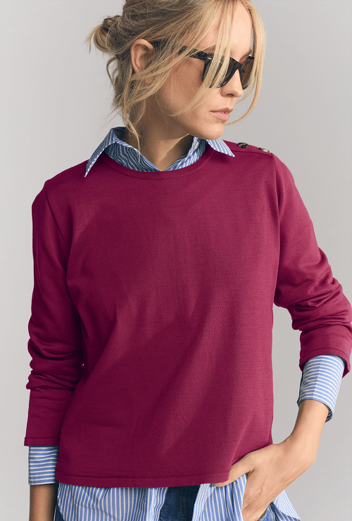 Blusa Belts em Tricot Bordeaux