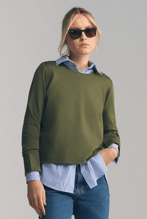 Blusa Belts em Tricot Verde Militar