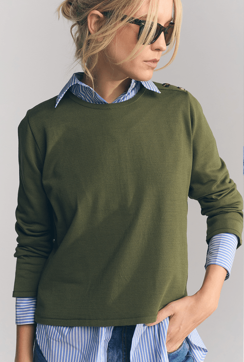 Blusa Belts em Tricot Verde Militar