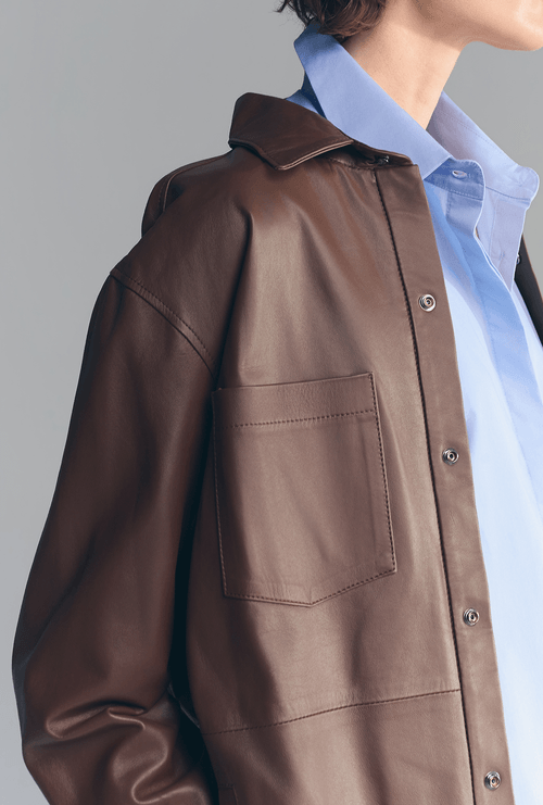 Camisa Couro Manga Longa Toliara Marrom