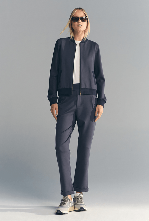 Calça Navarro Alfaiataria Malha em Lyocell Azul noite