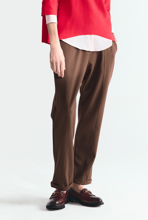 Calça Cenoura Kaioa com Cós Elástico Marrom