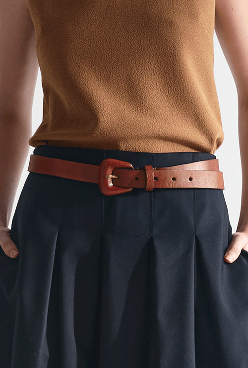 Cinto Badain Básico Couro Liso Caramelo