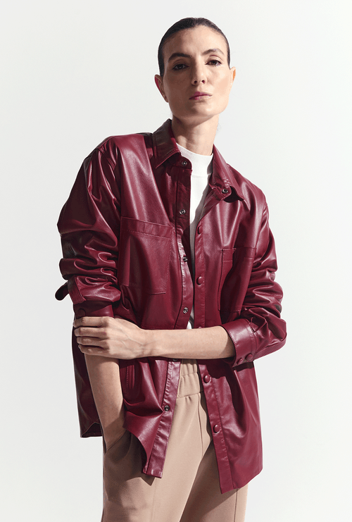 Camisa em Couro Manga Longa Toliara Bordeaux