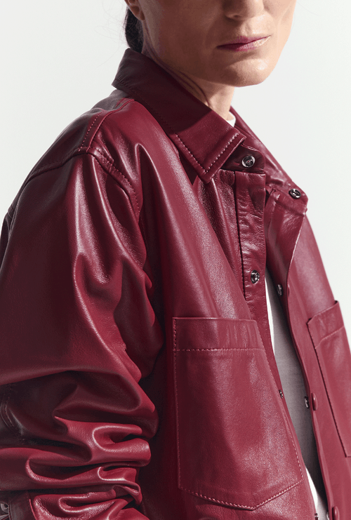 Camisa em Couro Manga Longa Toliara Bordeaux
