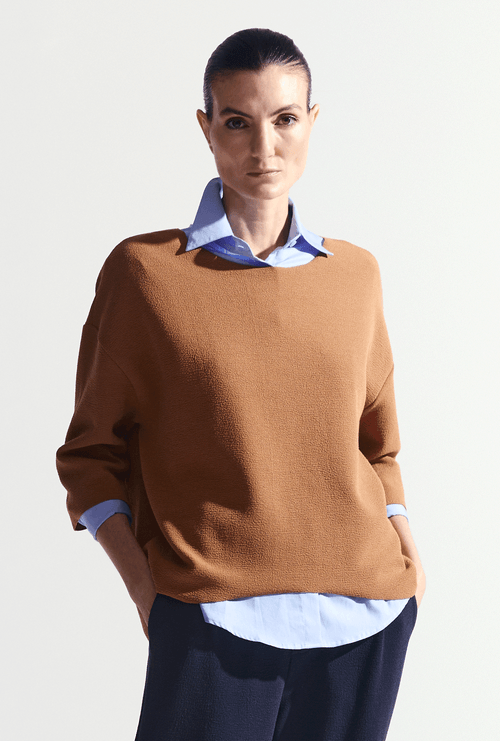 Blusa Marmara Malha Em Boucle Caramelo