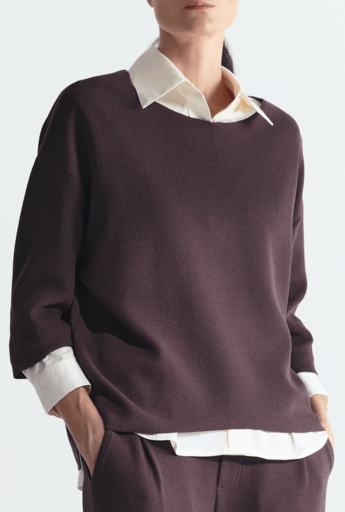 Blusa Marmara Malha Em Boucle Marrom Cafe