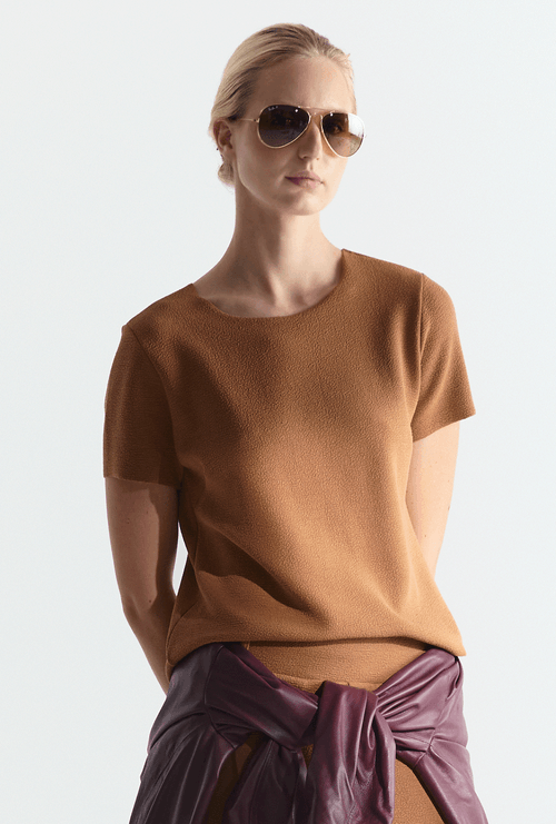 Blusa em Boucle Dock Caramelo