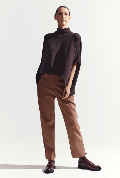 Blusa Kolody Gola Alta em Boucle Marrom Cafe