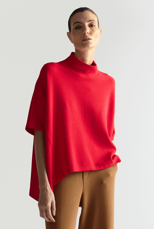 Blusa Kolody Gola Alta em Boucle Vermelho