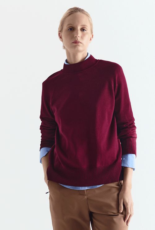 Blusa em Tricot Matera Gola Alta Bordeaux