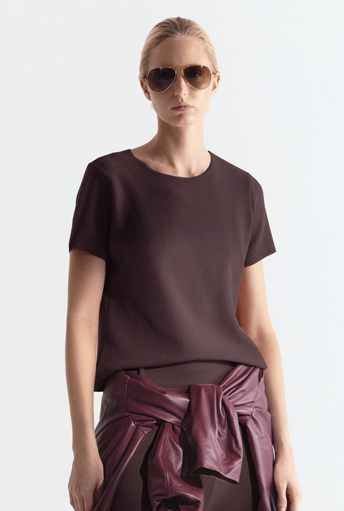 Blusa em Boucle Dock Marrom Cafe