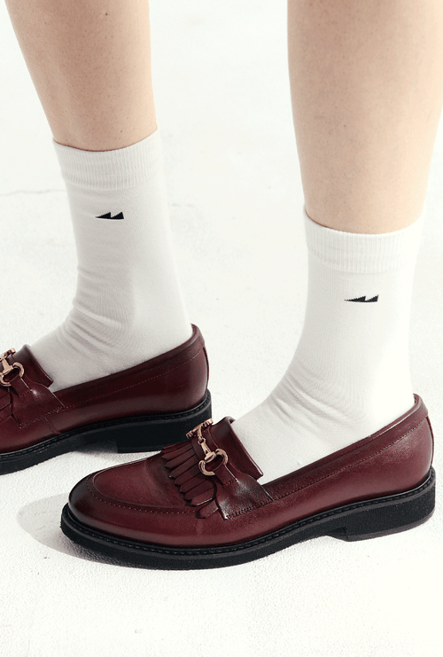 Par de Meias Cano Médio Off White