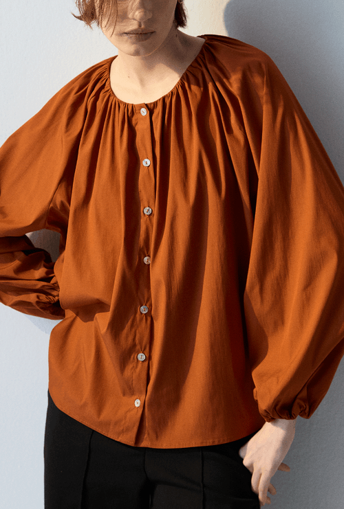 Camisa Kinaro Com Pregas Telha