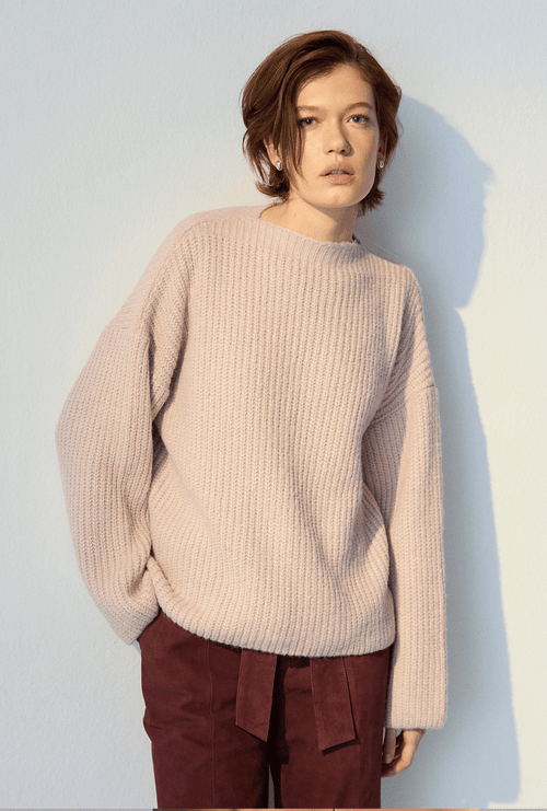 Blusa Malta Canelada Em Tricot Rose