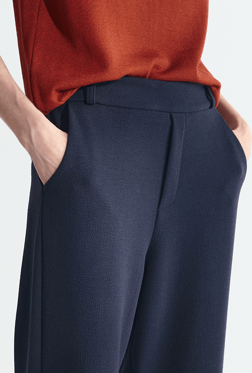 Calça Reta Filipinas Em Boucle Marinho