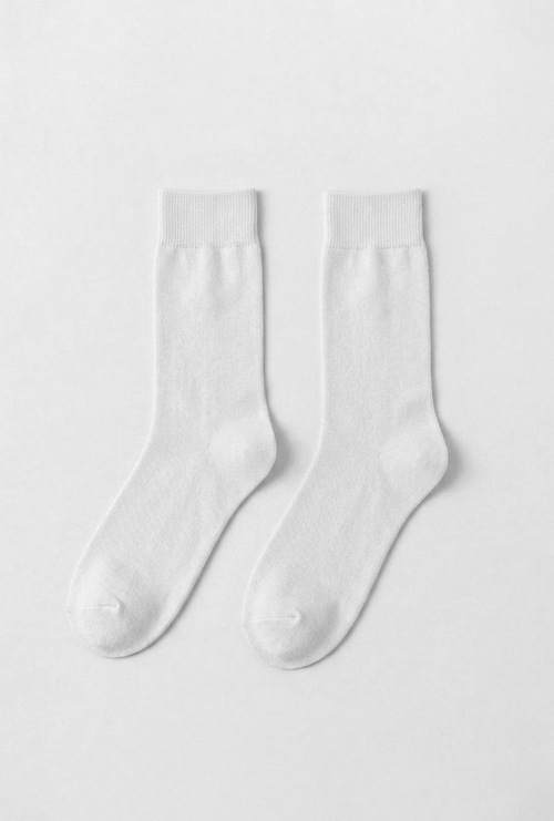 Par de Meias Cano Médio Off White