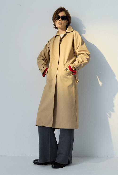 Trench Coat Alongado com Faixa Birnie Bege