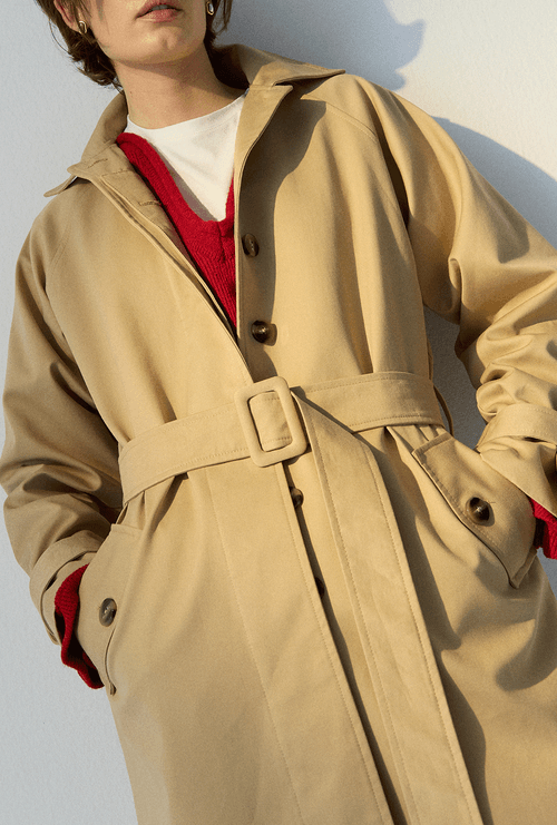 Trench Coat Alongado com Faixa Birnie Bege