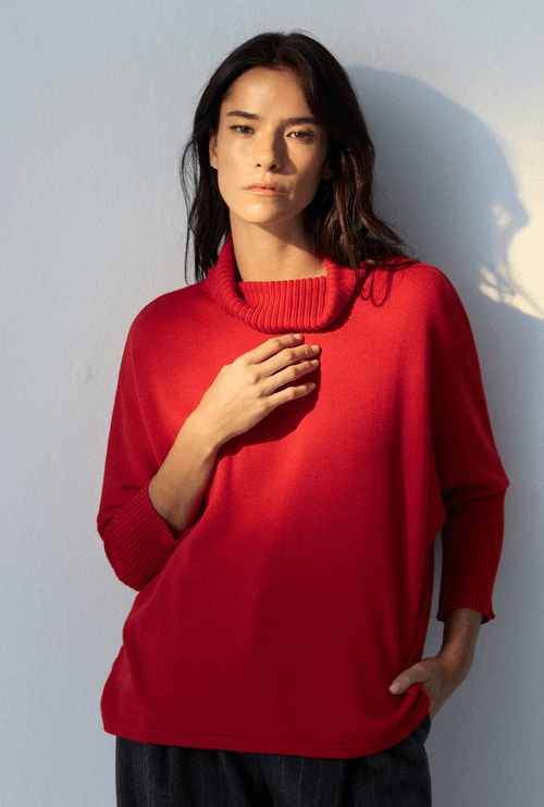 Blusa Fenix Gola Alta Tricot Vermelho