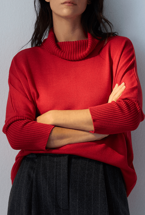 Blusa Fenix Gola Alta Tricot Vermelho