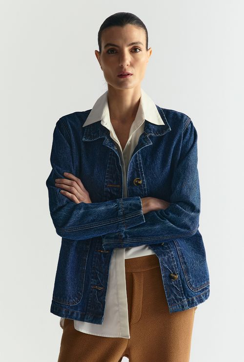 Jaqueta Jeans Mali Com Bolsos Azul Jeans