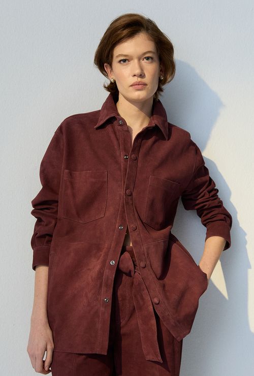 Camisa Couro Chamois Folly Berinjela