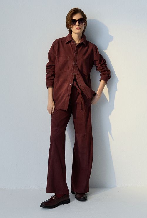 Camisa Couro Chamois Folly Berinjela