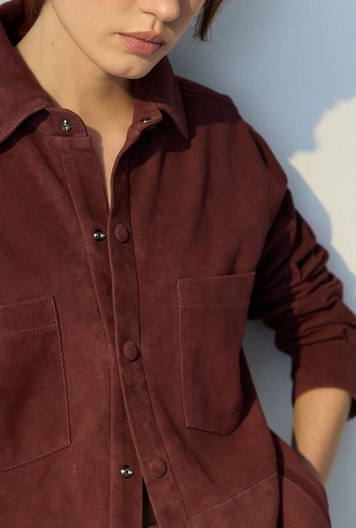 Camisa Couro Chamois Folly Berinjela