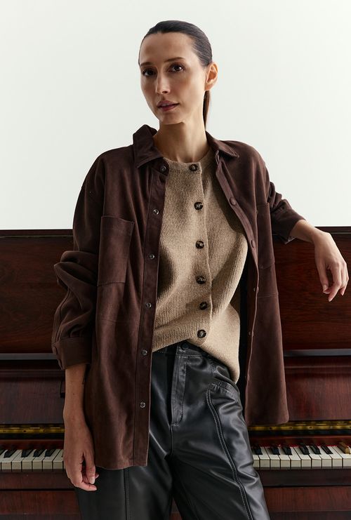 Camisa Couro Chamois Folly Café