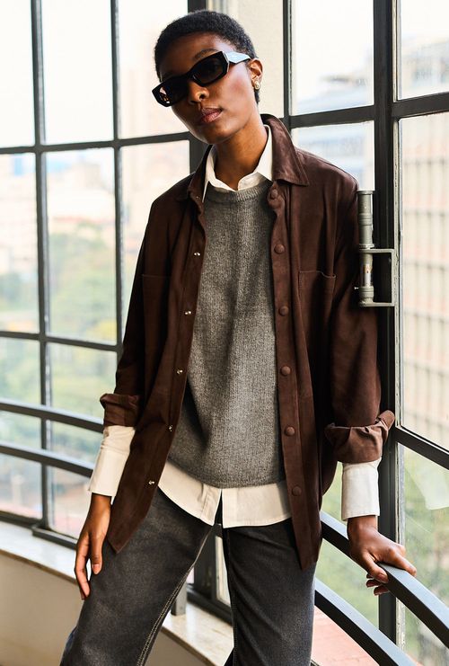 Camisa Couro Chamois Folly Café