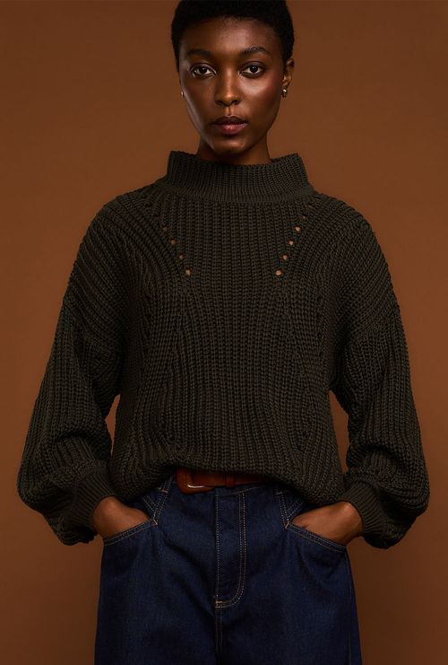 Blusa Guadalupe Tricot Verde Militar