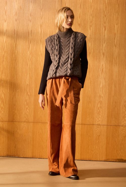 Colete Mustique Trançado em Tricot Bombom