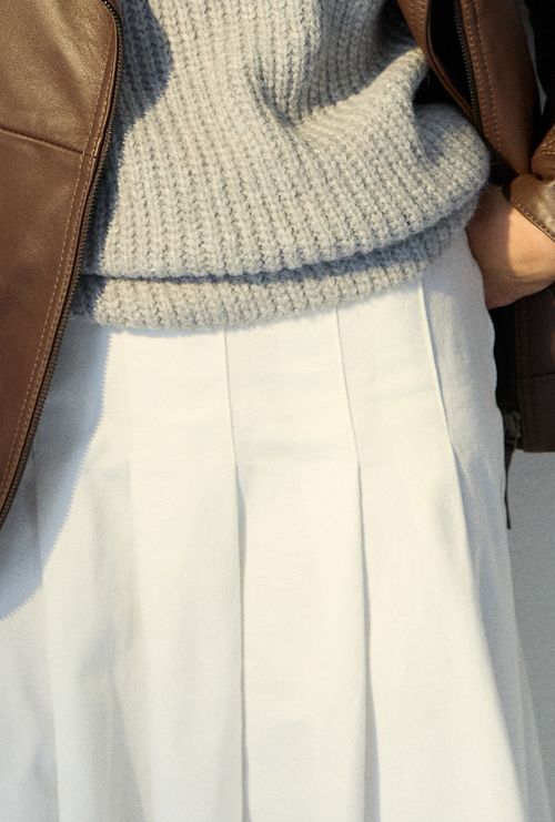 Saia Midi com Pregas Jata Off White