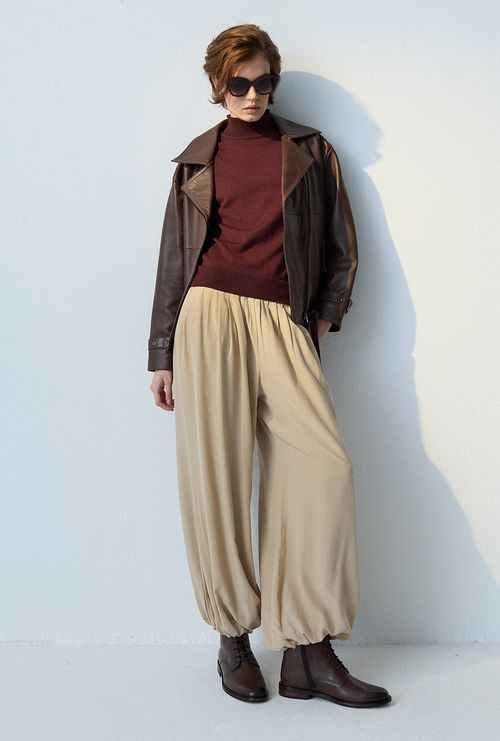 Calça Hawick em Seda Areia