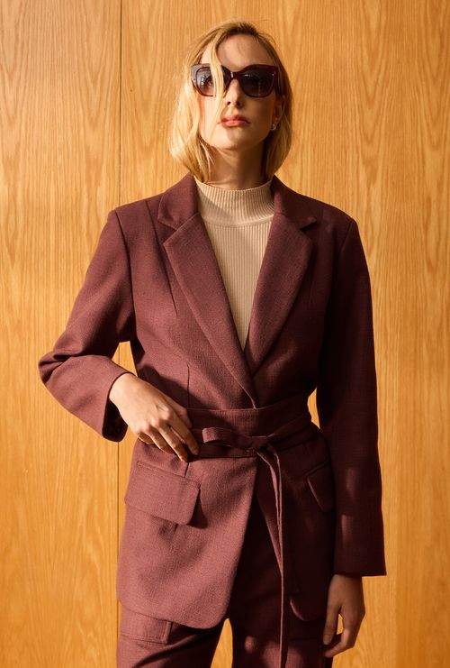 Blazer Missol Alfaiataria com Cinto Berinjela