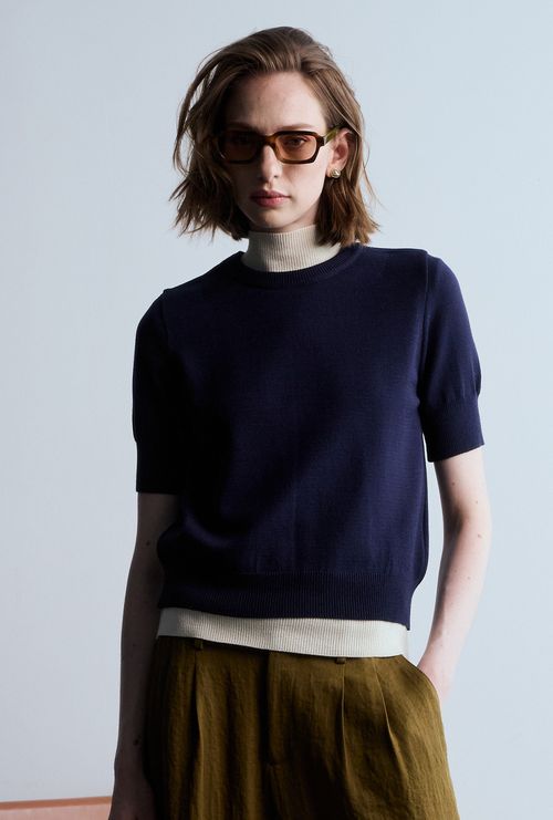 Blusa Nalai Em Tricot Marinho